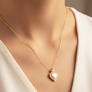 White pearl heart pendant