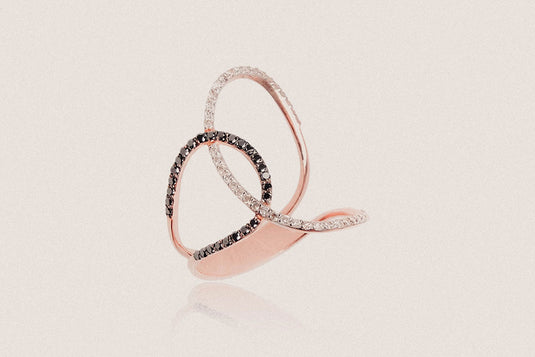 A timeless rose gold ring jewelry being shown as part of a rose gold jewelry collection. 