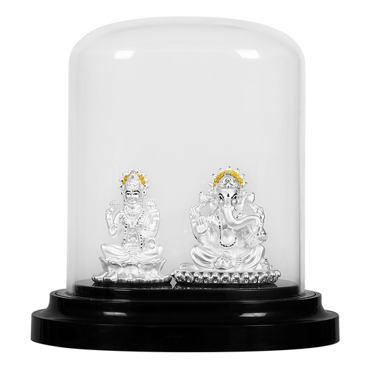 Silver Laxmi Ganesha minimalistic idol