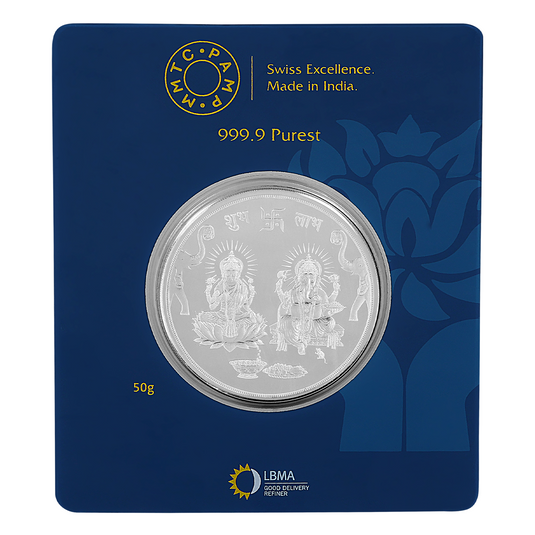 MMTC Silver Crest 50 gm coin