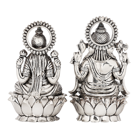 Silver Antique Laxmi Ganesh idol