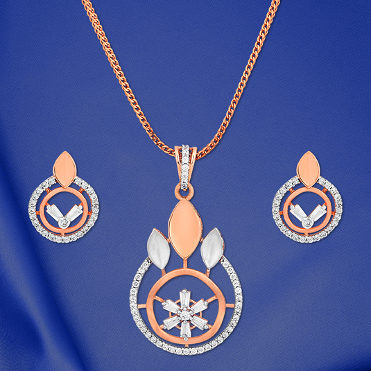 Rose gold Mystic Moonstone Pendant Set