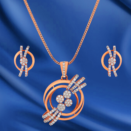 Rose Gold Luxe Diamond Halo Necklace Set