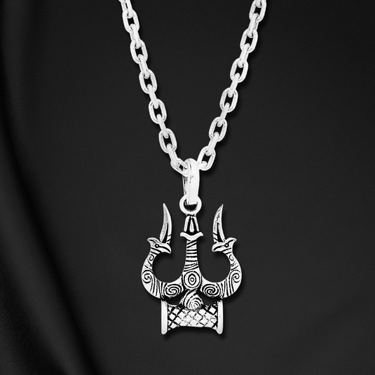 Silver Trishul Eternity Pendant