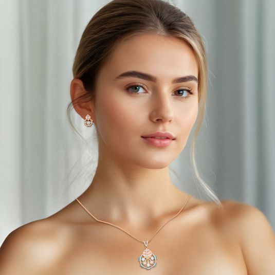 Rose gold eternal bloom necklace Set