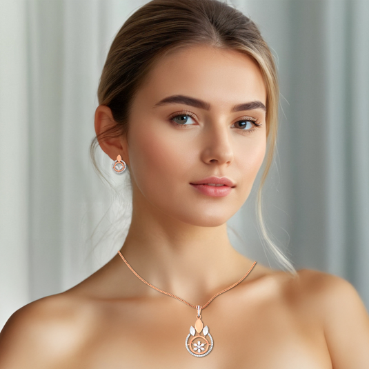 Rose gold Mystic Moonstone Pendant Set