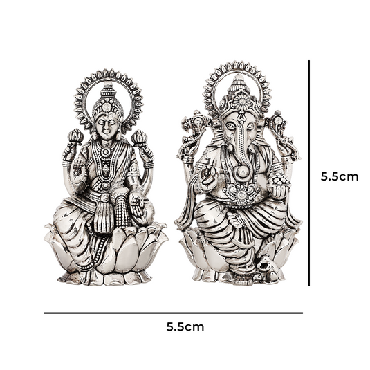 Silver Antique Laxmi Ganesh idol