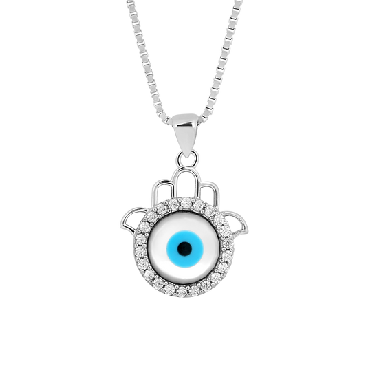 Silver Studded Evil Eye Pendant